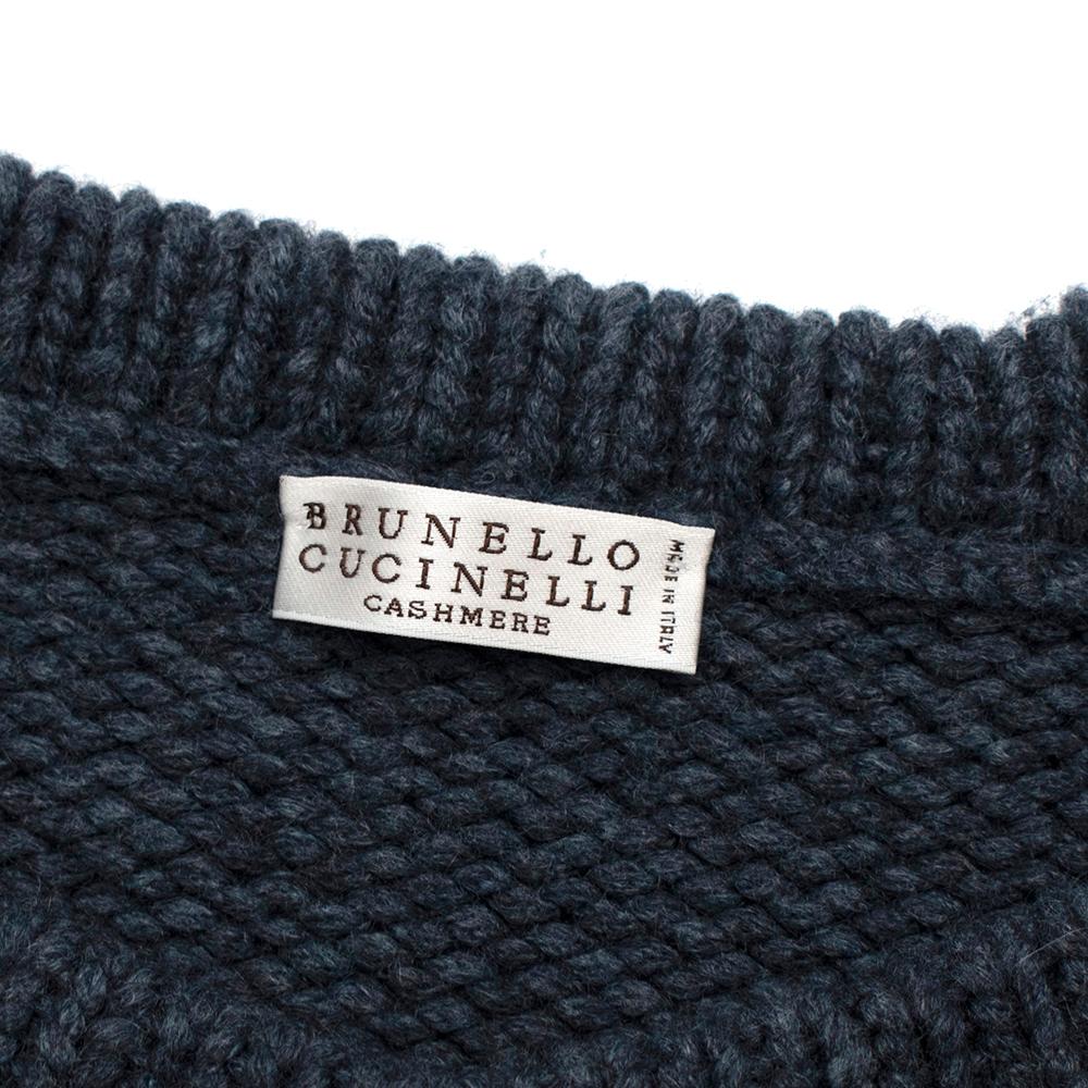 De las mujeres Brunello Cucinelli Jersey de cachemira azul con alma bordada Monili - Talla 6 en venta