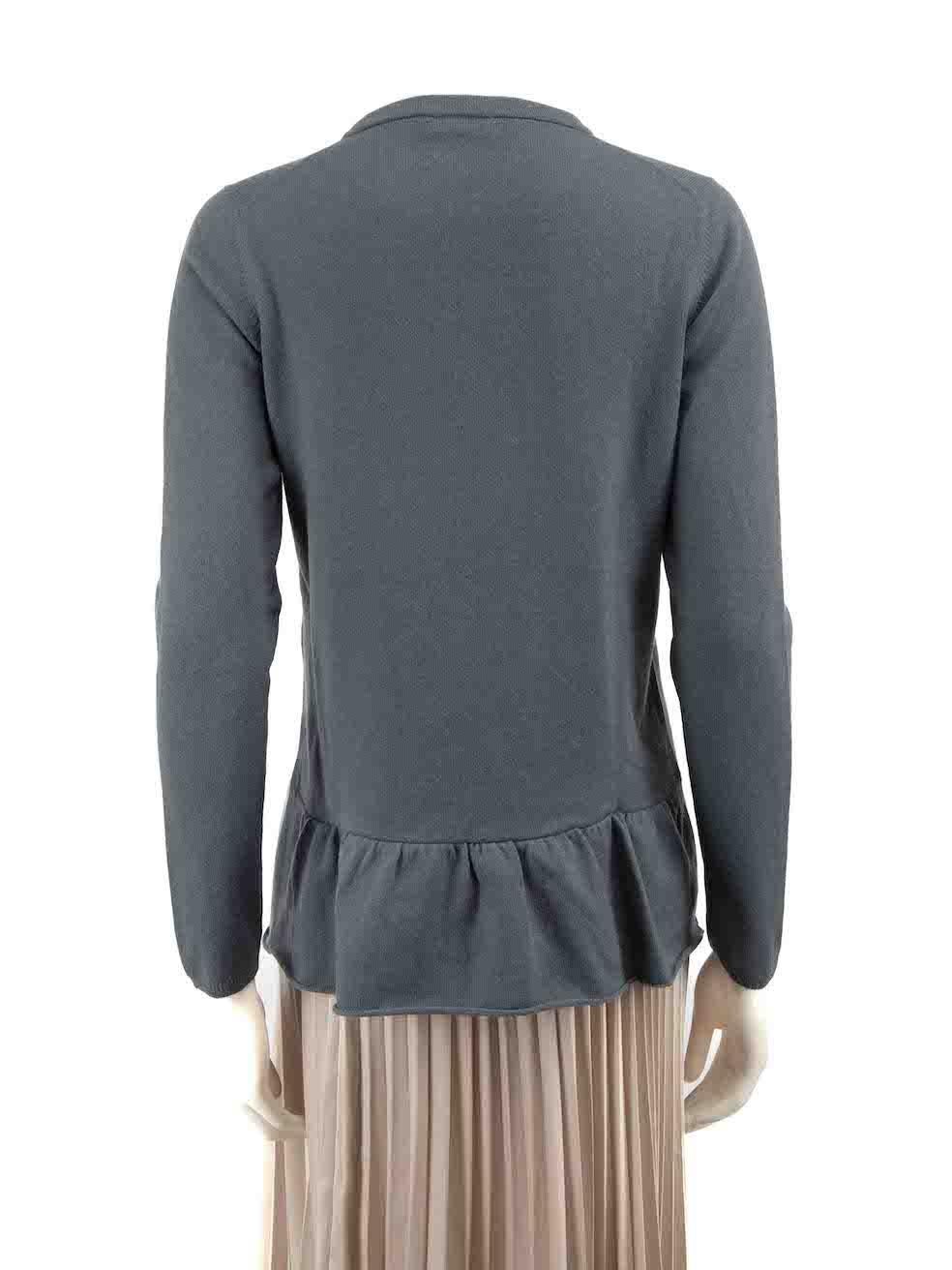 Brunello Cucinelli Blue Cashmere Ruffled Jumper Size M In Good Condition For Sale In London, GB