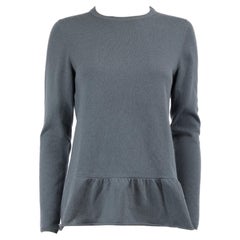 Brunello Cucinelli Blue Cashmere Ruffled Jumper Size M