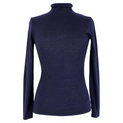 Brunello Cucinelli Blue Cashmere Silk Turtleneck Sweater