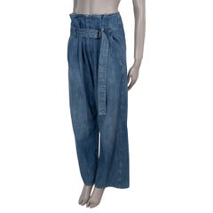 BRUNELLO CUCINELLI blue cotton 2018 BELTED PAPERBAG WAIST Jeans Pants 38 XS