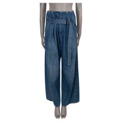 BRUNELLO CUCINELLI blue cotton 2018 BELTED PAPERBAG WAIST Jeans Pants 38 XS