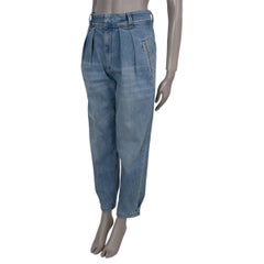 BRUNELLO CUCINELLI blue cotton 2021 WASHED DENIM TAPERED Jeans Pants 38 XS