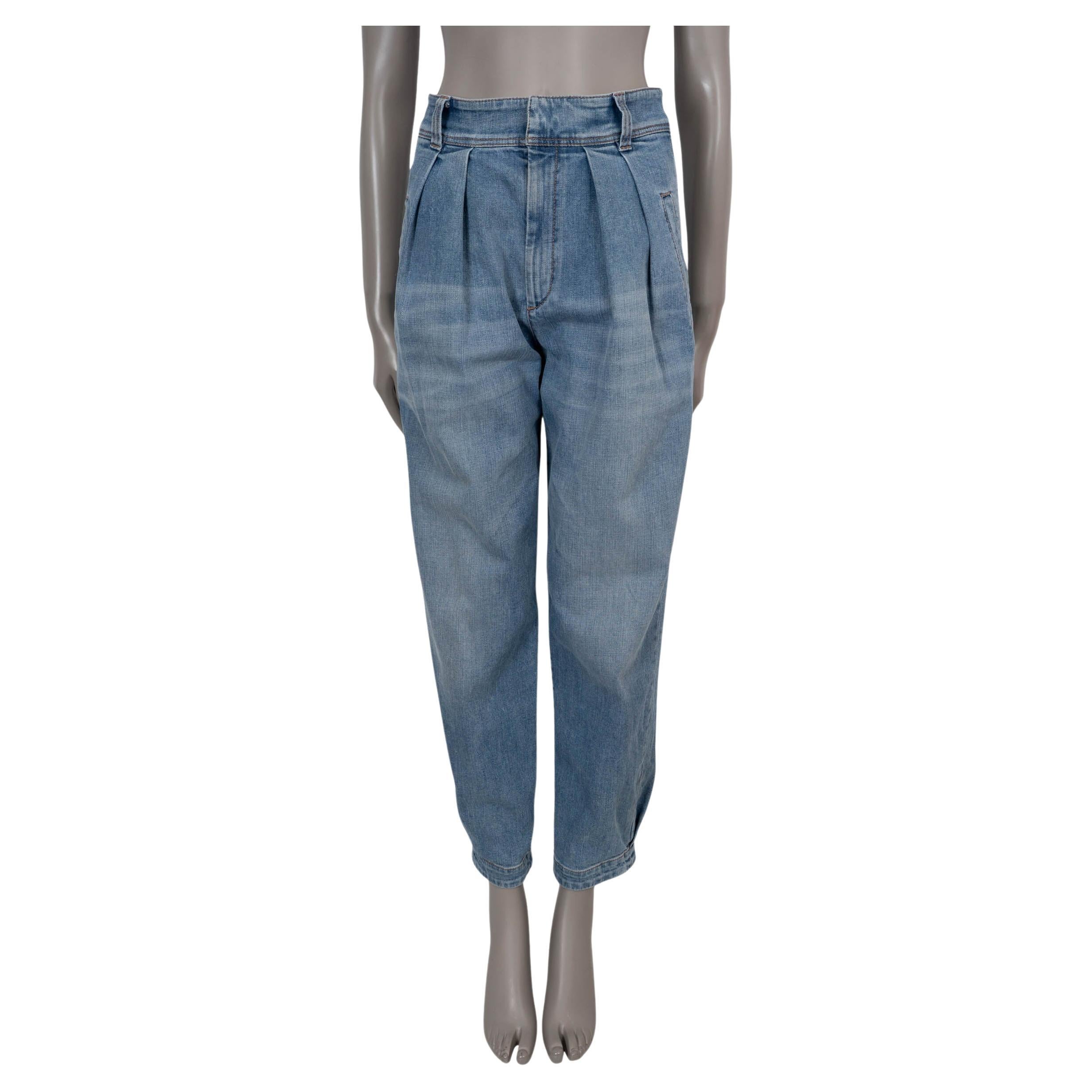 BRUNELLO CUCINELLI blue cotton 2021 WASHED DENIM TAPERED Jeans Pants 38 XS en venta