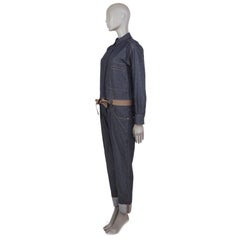 BRUNELLO CUCINELLI blue cotton BELTED LONG SLEEVE DENIM Jumpsuit M