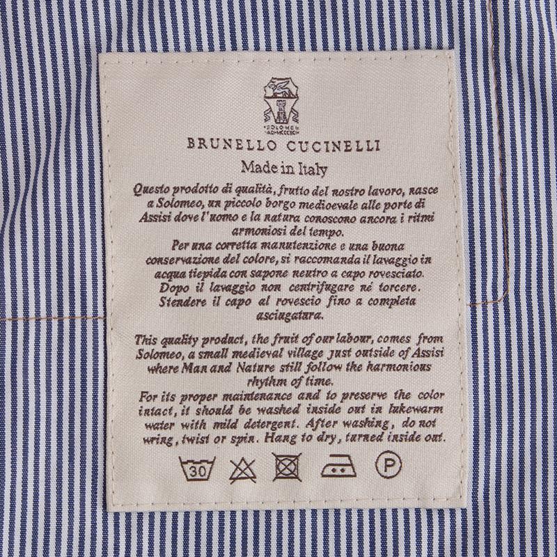 BRUNELLO CUCINELLI Combinaison à manches longues en coton bleu avec ceinture, M Excellent état - En vente à Zürich, CH
