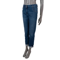 BRUNELLO CUCINELLI blue cotton denim EXTRA SKINNY HIGH WAIST Jeans Pants 40 L