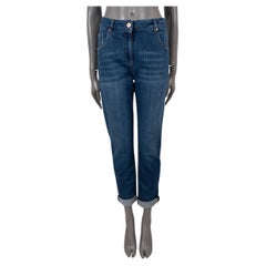 BRUNELLO CUCINELLI - Pantalon en jean de coton bleu extra skinny à taille haute 40 L