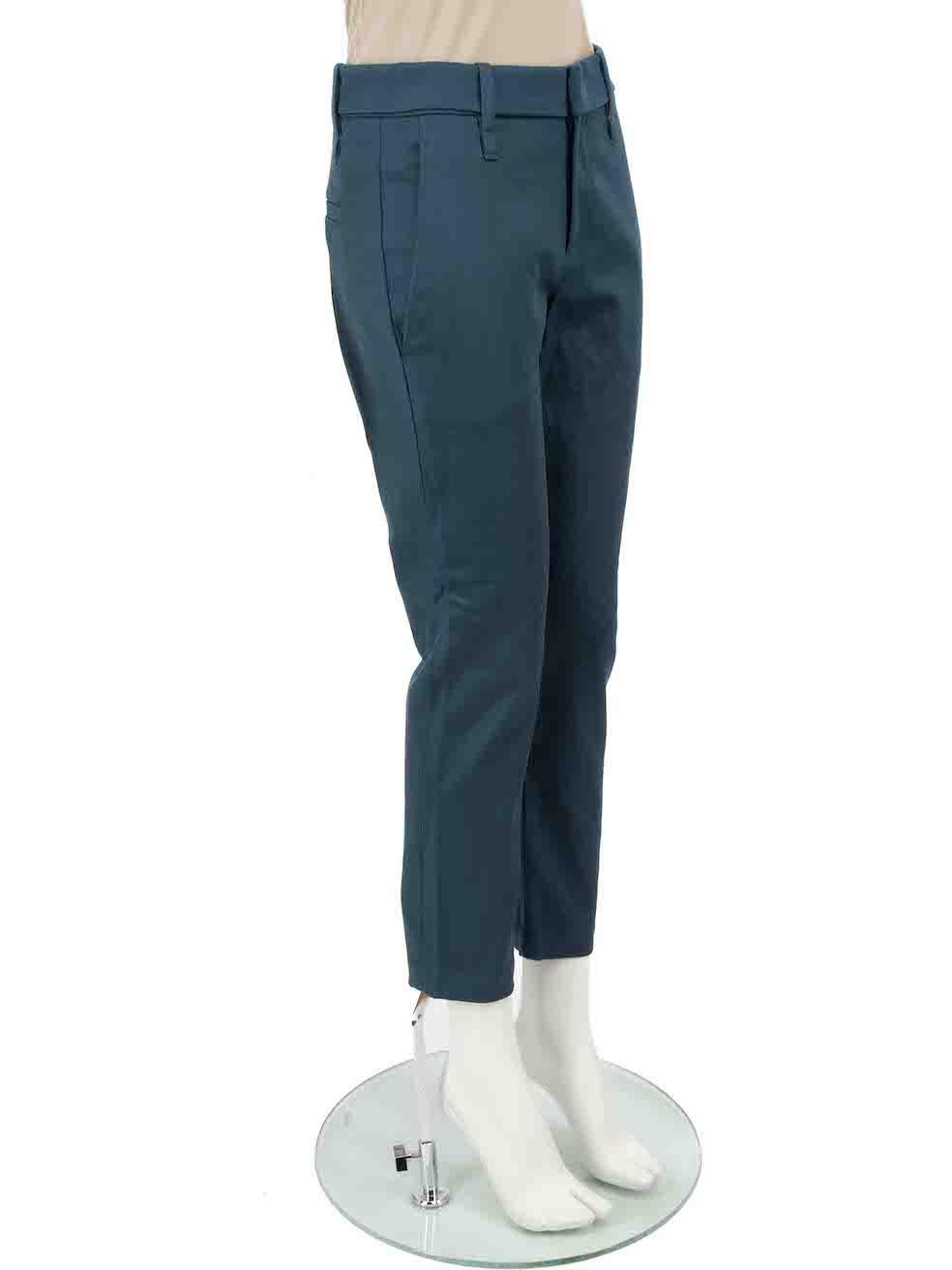 CONDITION is Very good. Hardly any visible wear to trousers is evident on this used Brunello Cucinelli designer resale item.
 
 Details
 Blue
 Cotton
 Trousers
 Slim fit
 Mid rise
 2x Side pockets
 2x Back pockets
 Fly zip, hook and button