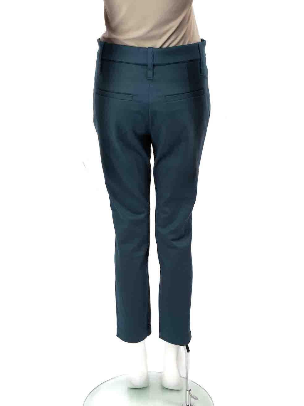 Brunello Cucinelli Blue Cotton Tailored Trousers Size XS In Good Condition For Sale In London, GB