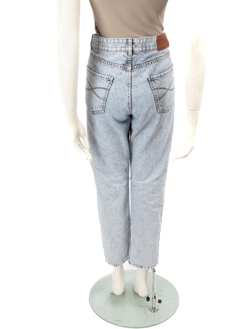 Gray Brunello Cucinelli Blue Denim Straight-Leg Jeans Size XXL For Sale