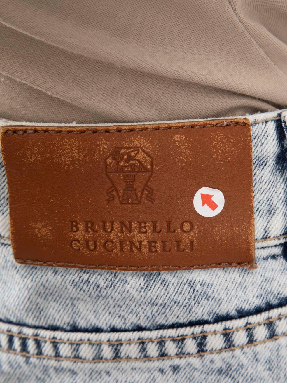 Women's Brunello Cucinelli Blue Denim Straight-Leg Jeans Size XXL For Sale