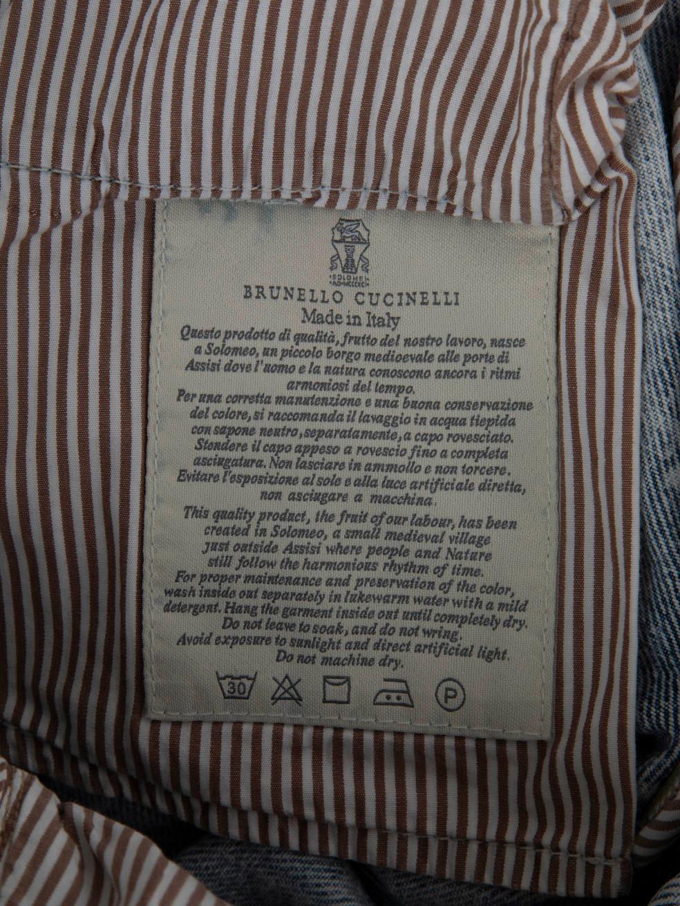 Brunello Cucinelli Blue Denim Straight-Leg Jeans Size XXL For Sale 1