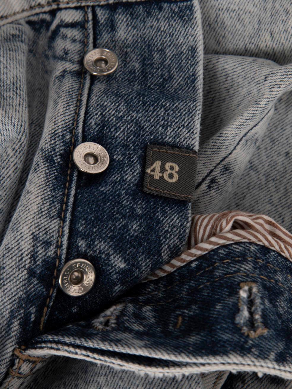 Brunello Cucinelli Blue Denim Straight-Leg Jeans Size XXL For Sale 2