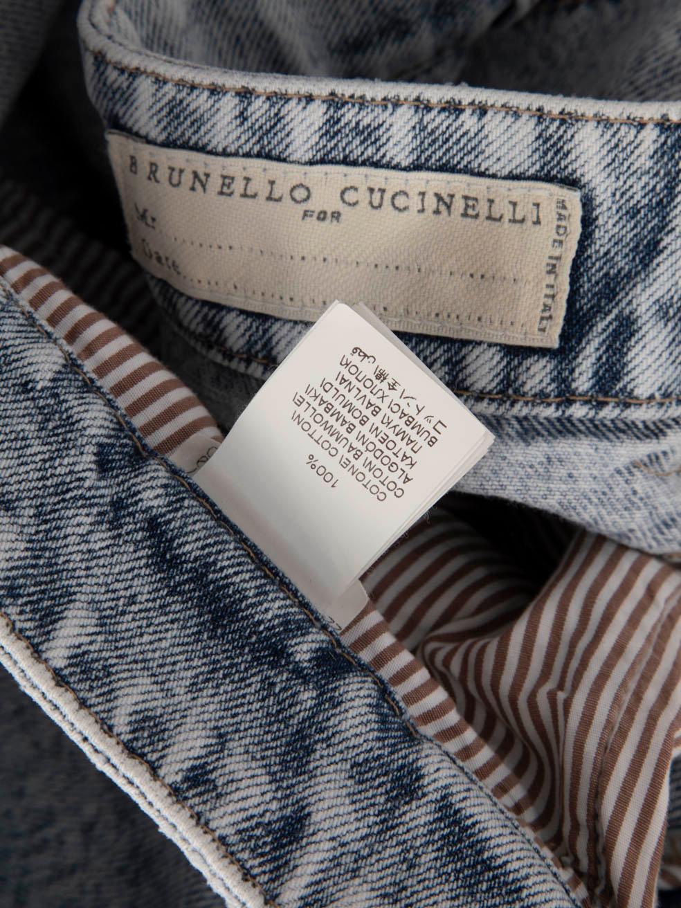 Brunello Cucinelli Blue Denim Straight-Leg Jeans Size XXL For Sale 3