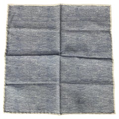 BRUNELLO CUCINELLI Blau & Grau Wendbare quadratische Tasche aus Seide/Baumwolle