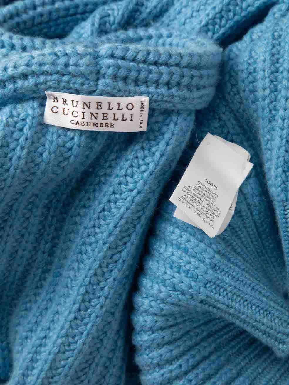 Brunello Cucinelli Blue Puff Sleeve Knit Cardigan Size S For Sale 1