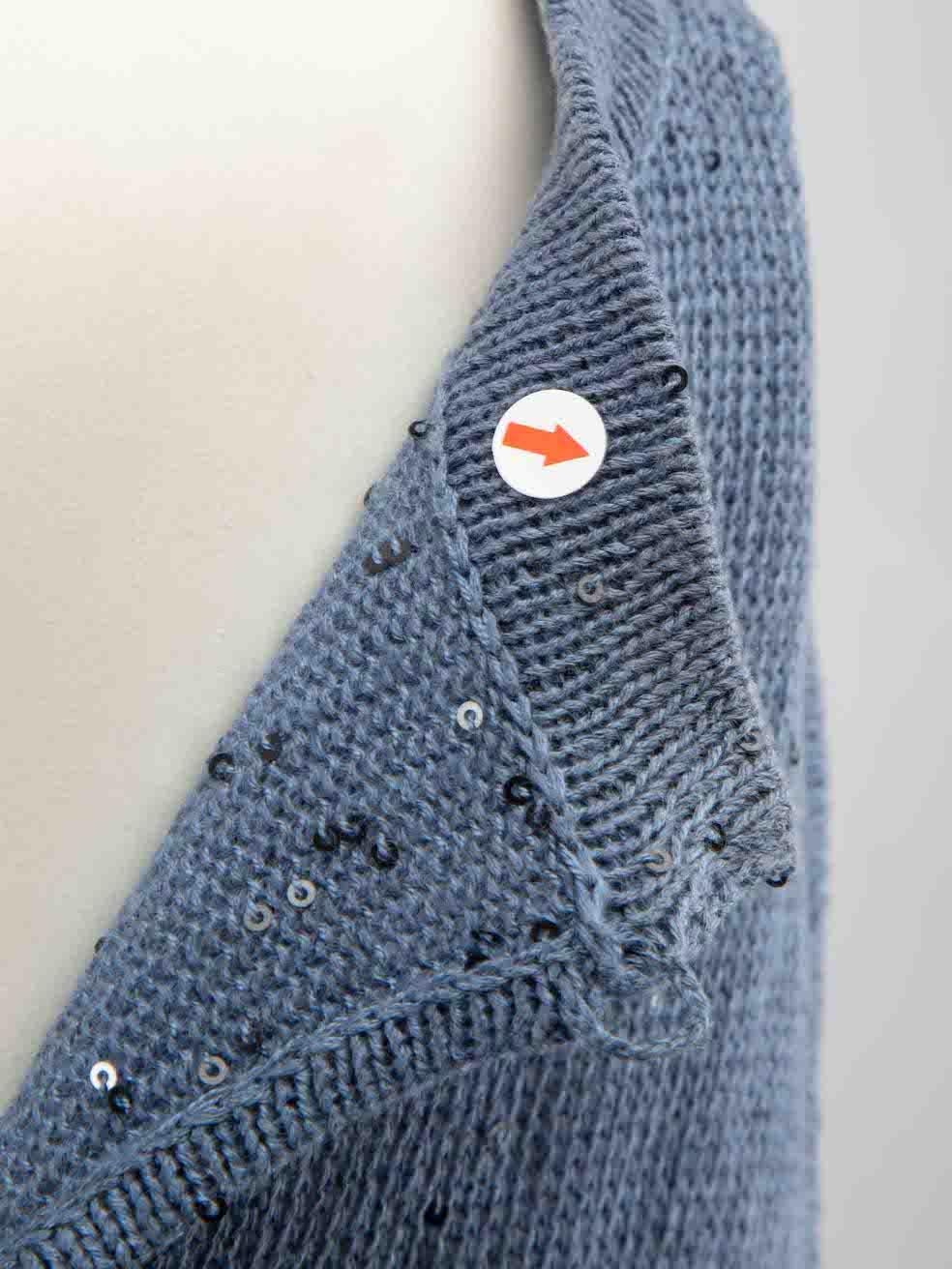 Brunello Cucinelli Blue Sequin Accent Knit Top Size S For Sale 1
