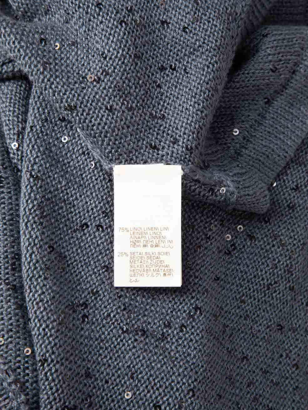Brunello Cucinelli Blue Sequin Accent Knit Top Size S For Sale 2