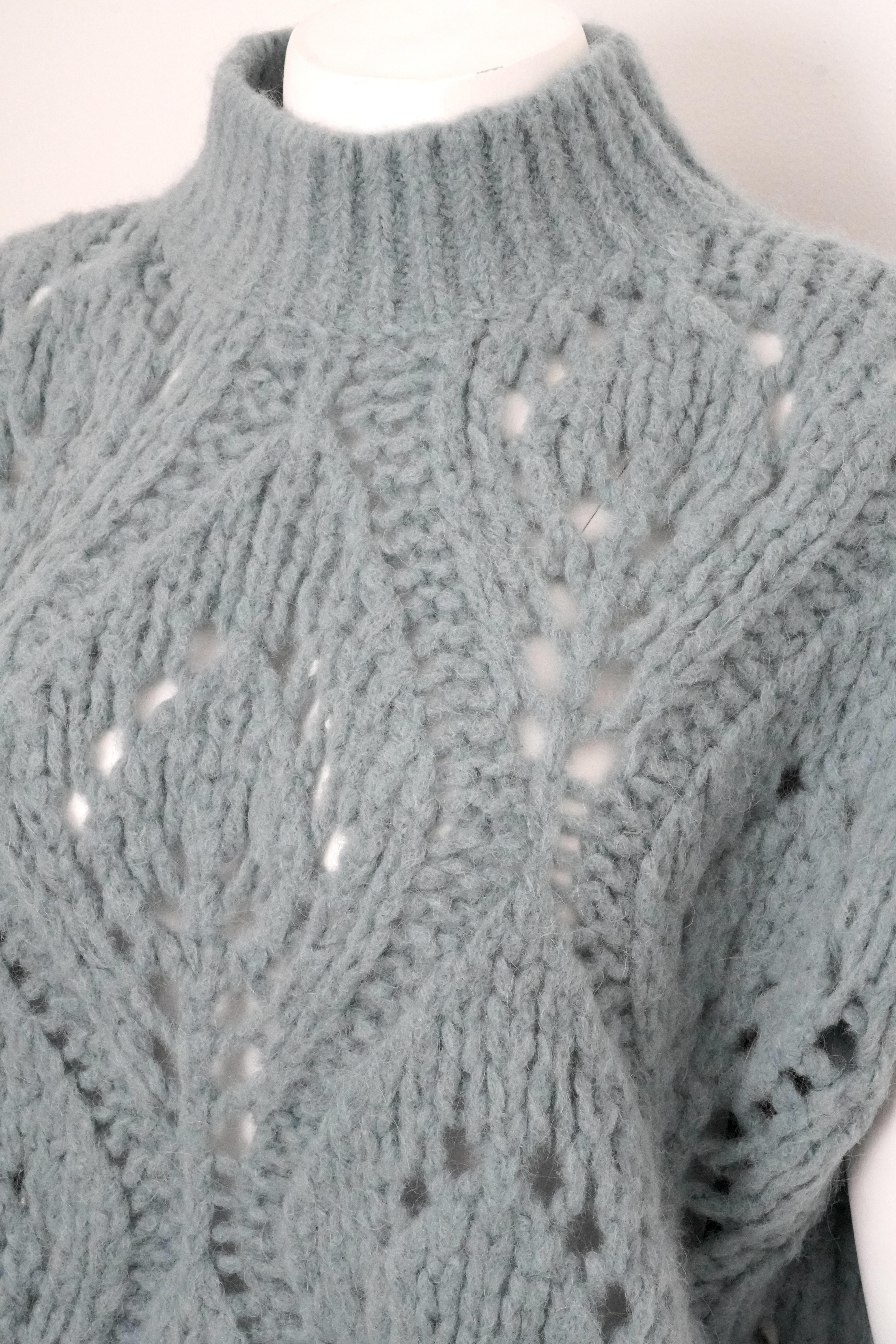Brunello Cucinelli Blue Sleeveless Mock-neck Sweater  For Sale 1