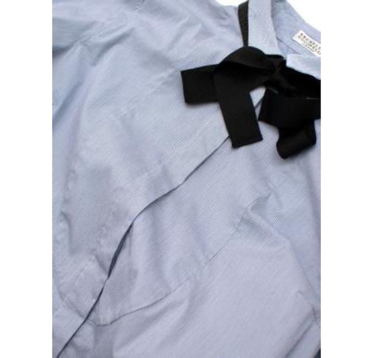 Fuego Oversized Blue and White Pinstripe with Eyelet Palm on Back main image 1