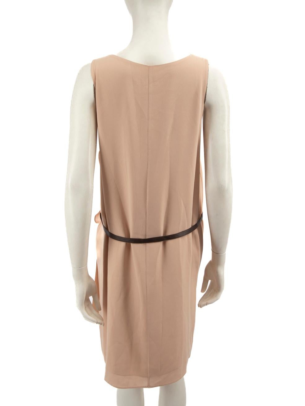 Beige Brunello Cucinelli Blush Pink Silk Belted Dress Size L