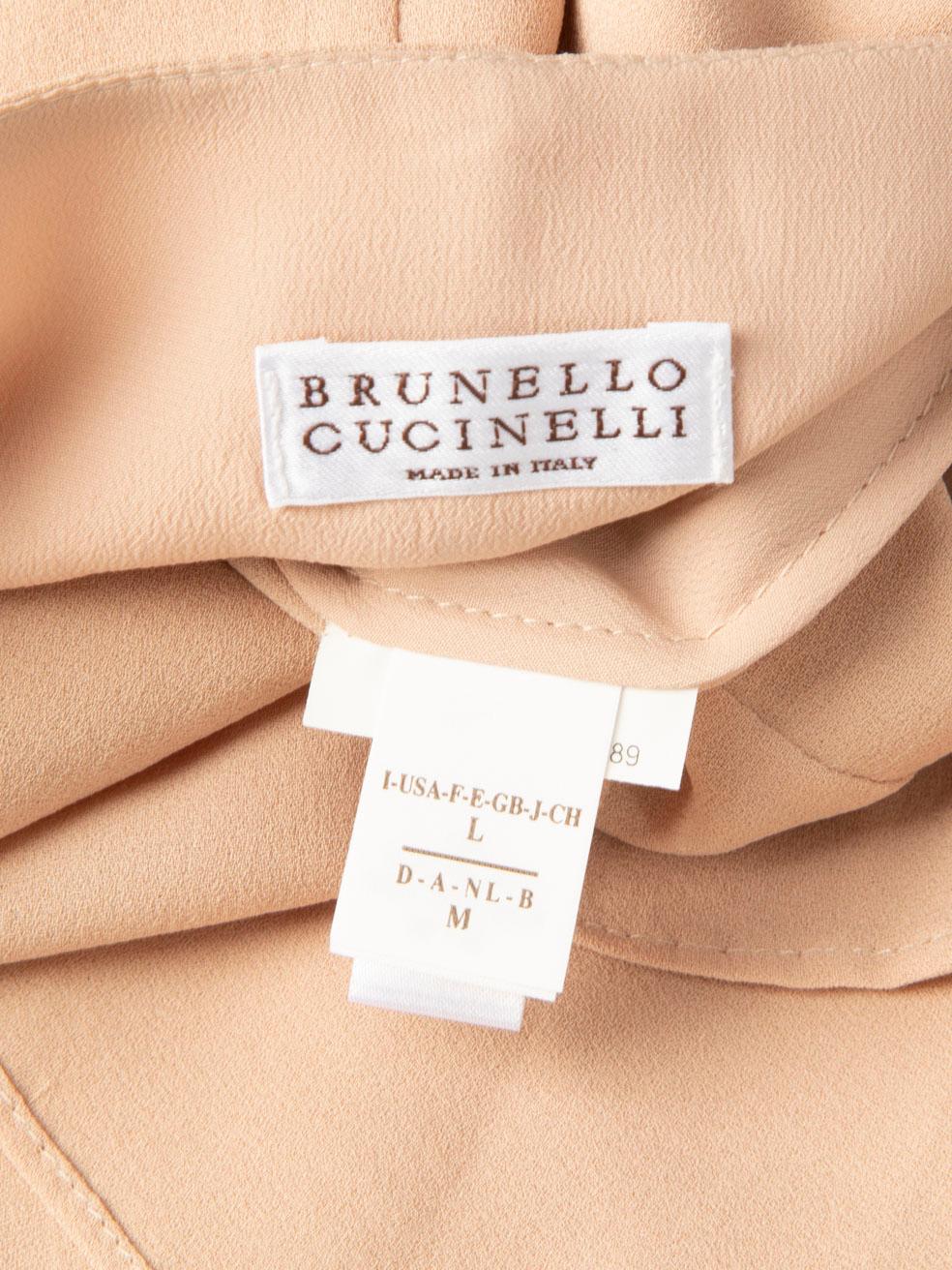 Brunello Cucinelli Blush Pink Silk Belted Dress Size L 2