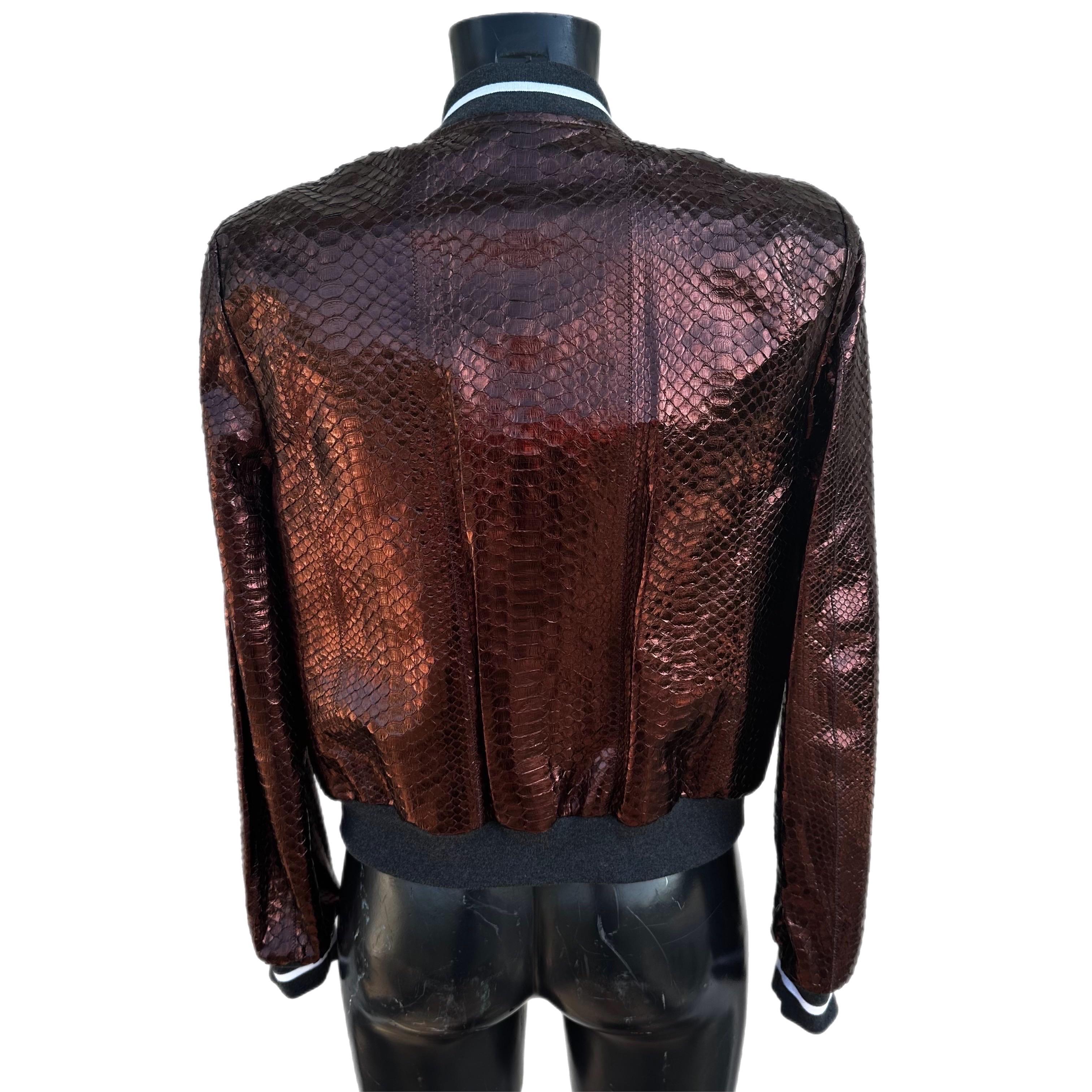 Brunello Cucinelli bronze-colored python bomber jacket, new with tag In New Condition For Sale In Basaluzzo, IT