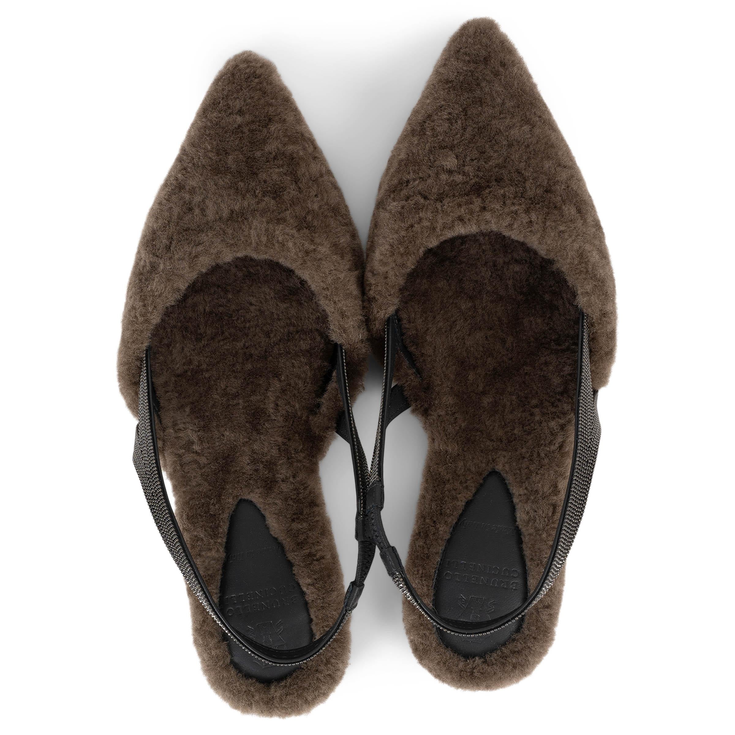 De las mujeres BRUNELLO CUCINELLI marrón 2022 MONILI SLINGBACK Zapatos planos 38 en venta