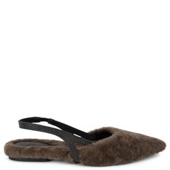 BRUNELLO CUCINELLI brown 2022 MONILI SHEARLING SLINGBACK Flats Shoes 38