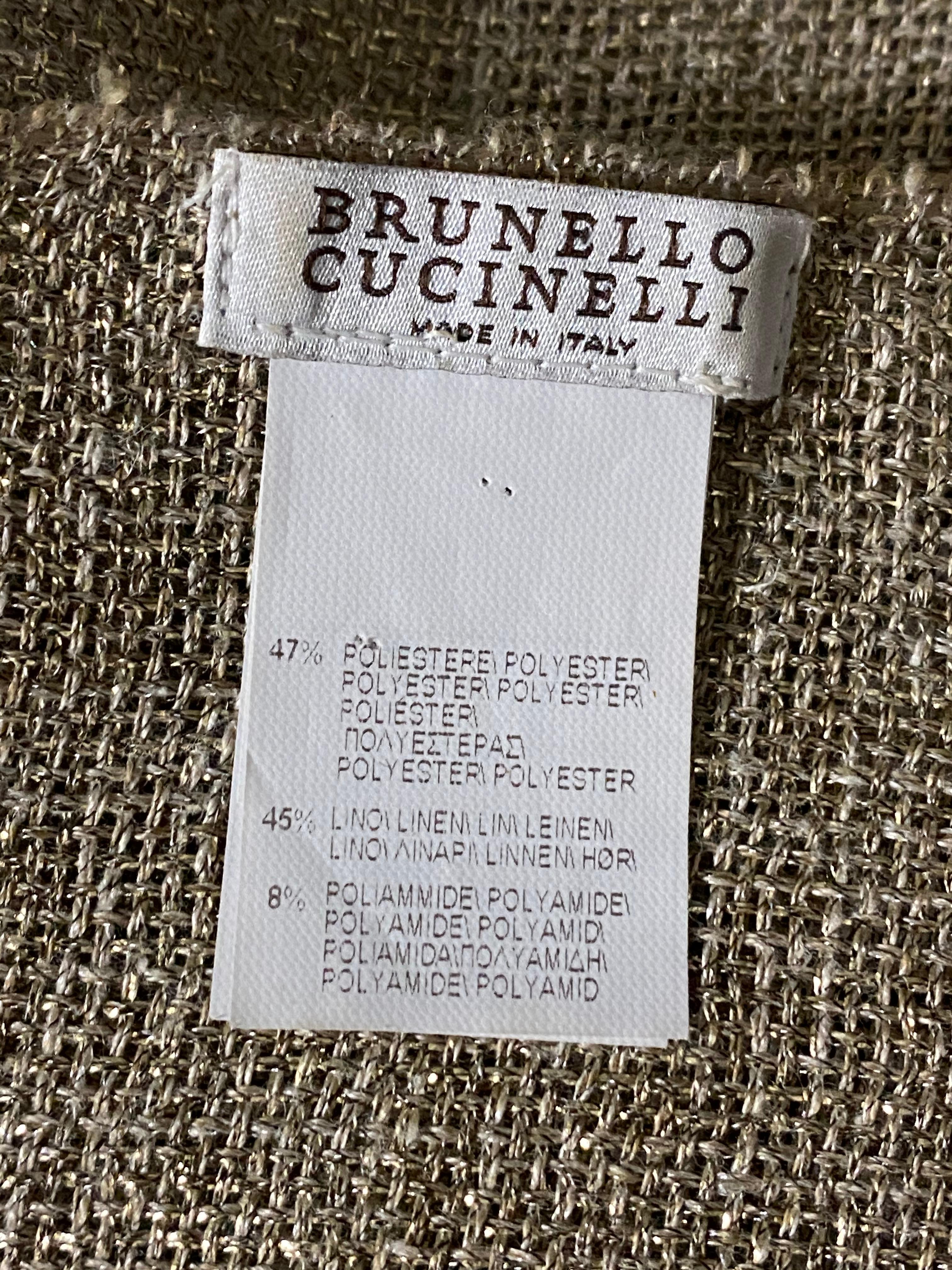 Brunello Cucinelli Brown and Gold Metallic Knit Cover Up Tunika  im Angebot 1