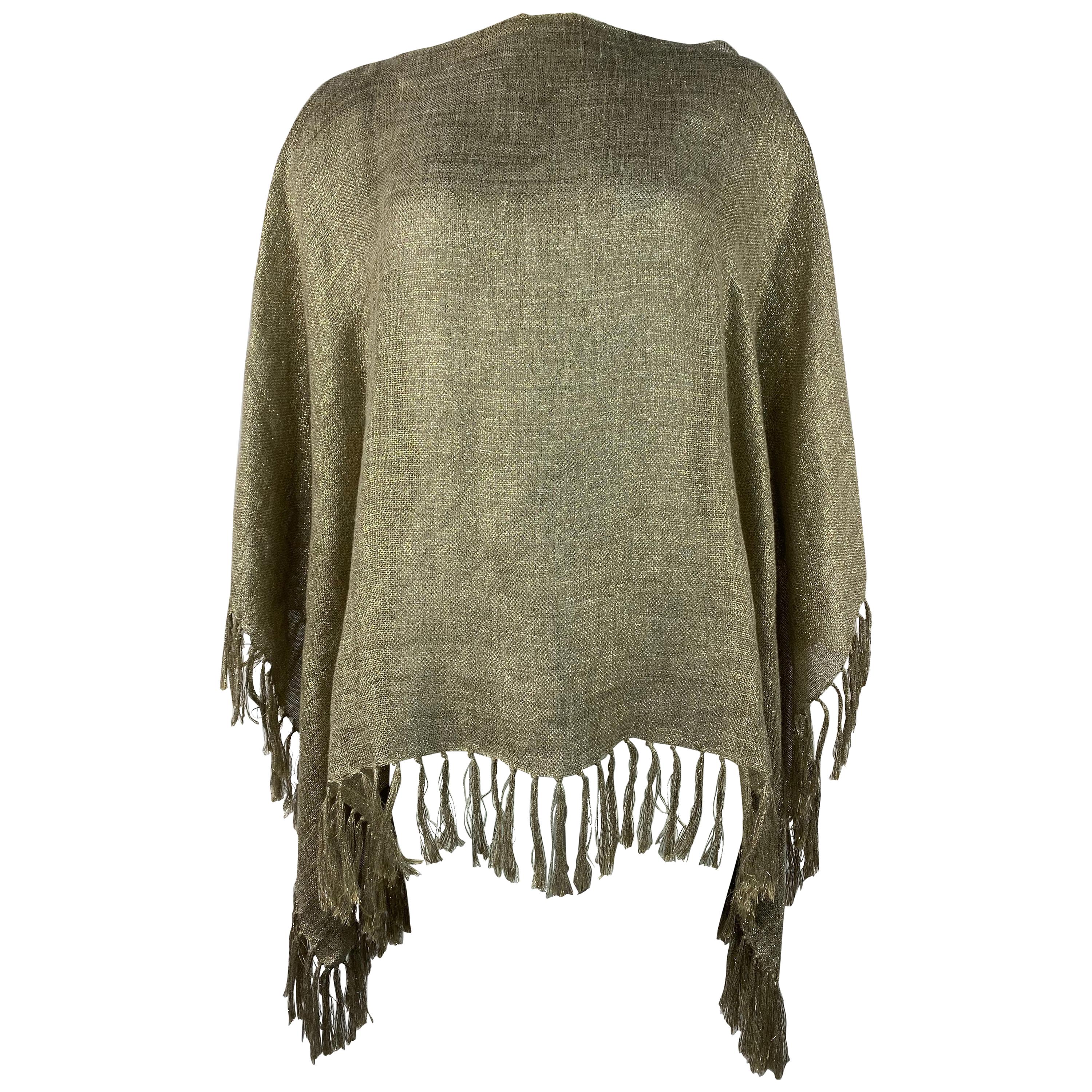 Brunello Cucinelli Brown and Gold Metallic Knit Cover Up Tunic (Tunique de couverture en tricot métallisé)  en vente