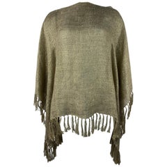 Brunello Cucinelli Brown and Gold Metallic Knit Cover Up Tunic 