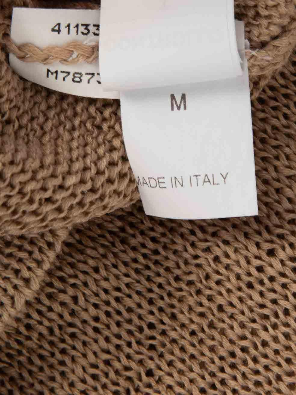 Brunello Cucinelli Brown Beaded Mock Neck Knit Top Size M Pour femmes en vente