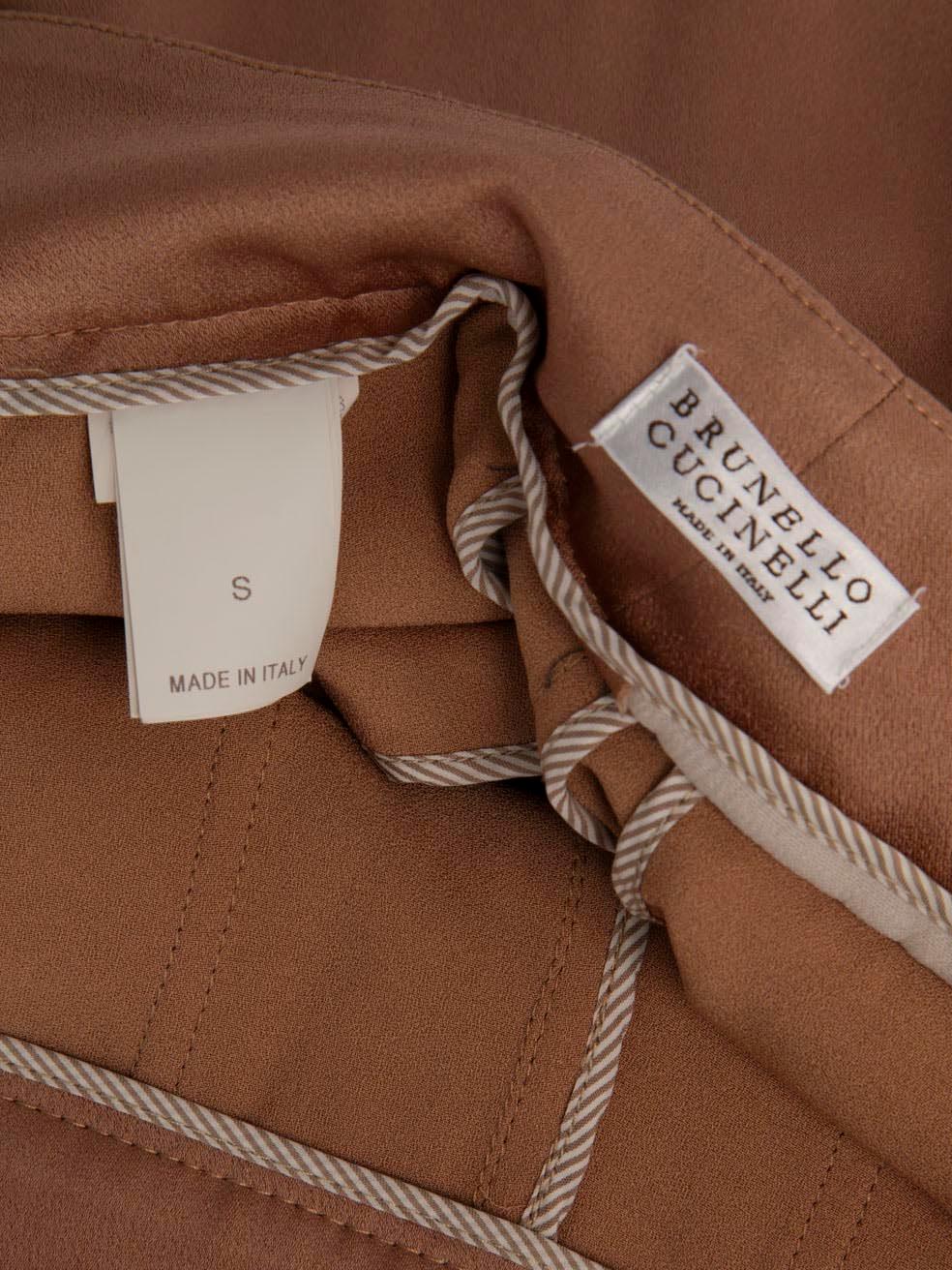 Brunello Cucinelli Brown Button Detail Dungarees Size S In condizioni buone in vendita a London, GB