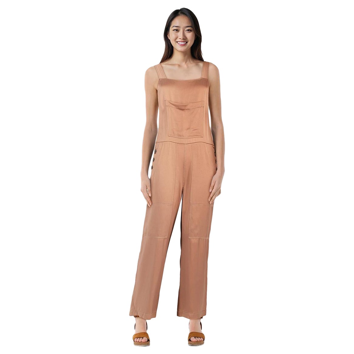 Brunello Cucinelli Brown Button Detail Dungarees Size S