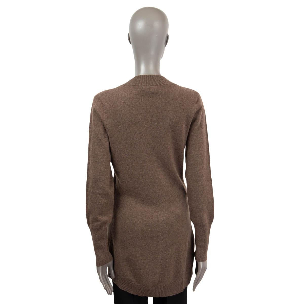 Women's BRUNELLO CUCINELLI brown cashmere DOUBLE BREASTED Cardigan Sweater XL For Sale