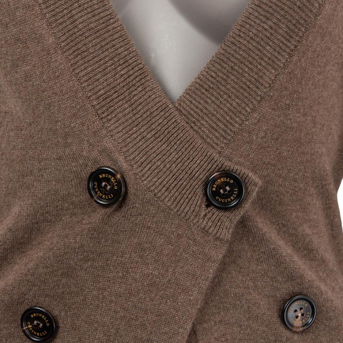 BRUNELLO CUCINELLI brauner DOUBLE BREASTED Strickjacke Pullover aus Kaschmir XL im Angebot 1