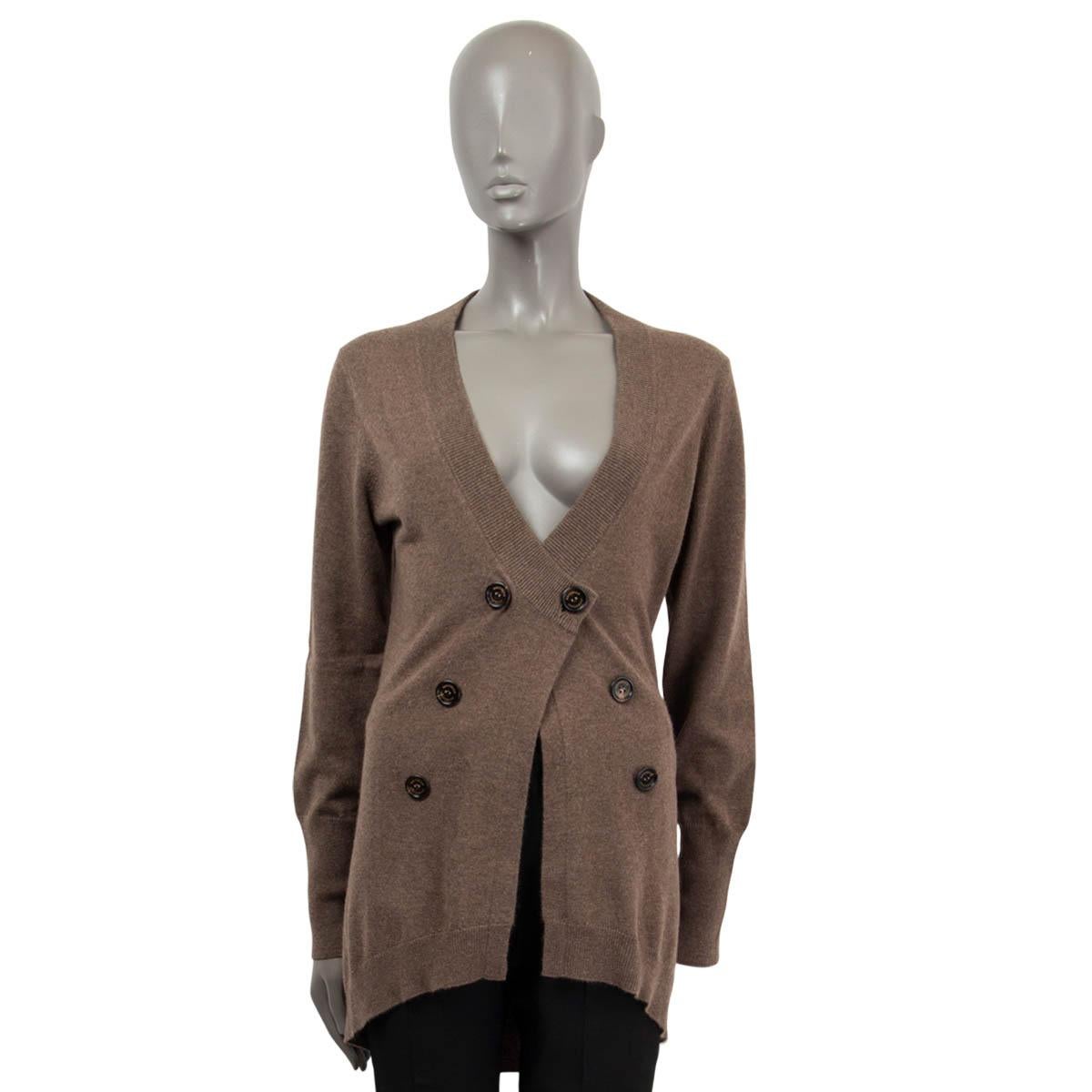 BRUNELLO CUCINELLI brown cashmere DOUBLE BREASTED Cardigan Sweater XL For Sale