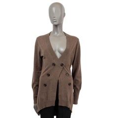 BRUNELLO CUCINELLI brauner DOUBLE BREASTED Strickjacke Pullover aus Kaschmir XL