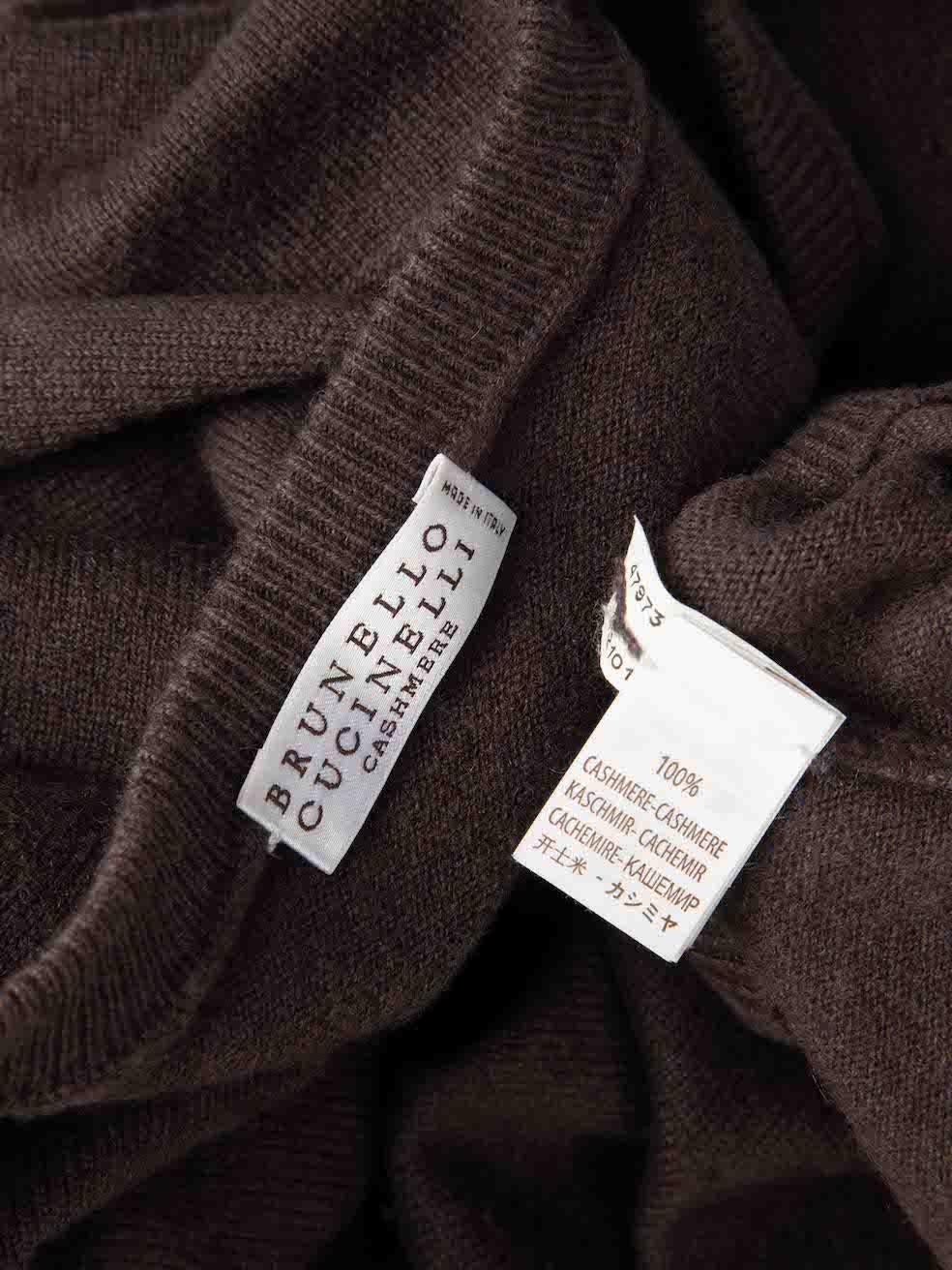 Women's Brunello Cucinelli Brown Cashmere V-Neck Jumper Size S For Sale