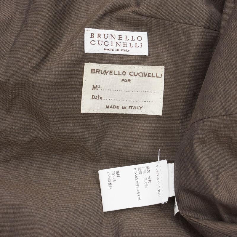 Brunello Cucinelli marrone in cotone misto seta con cintura e polsino imbottito IT42 M in vendita 7