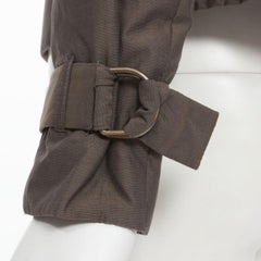 BRUNELLO CUCINELLI brown cotton silk blend belted cuffed padded jacket IT42 M