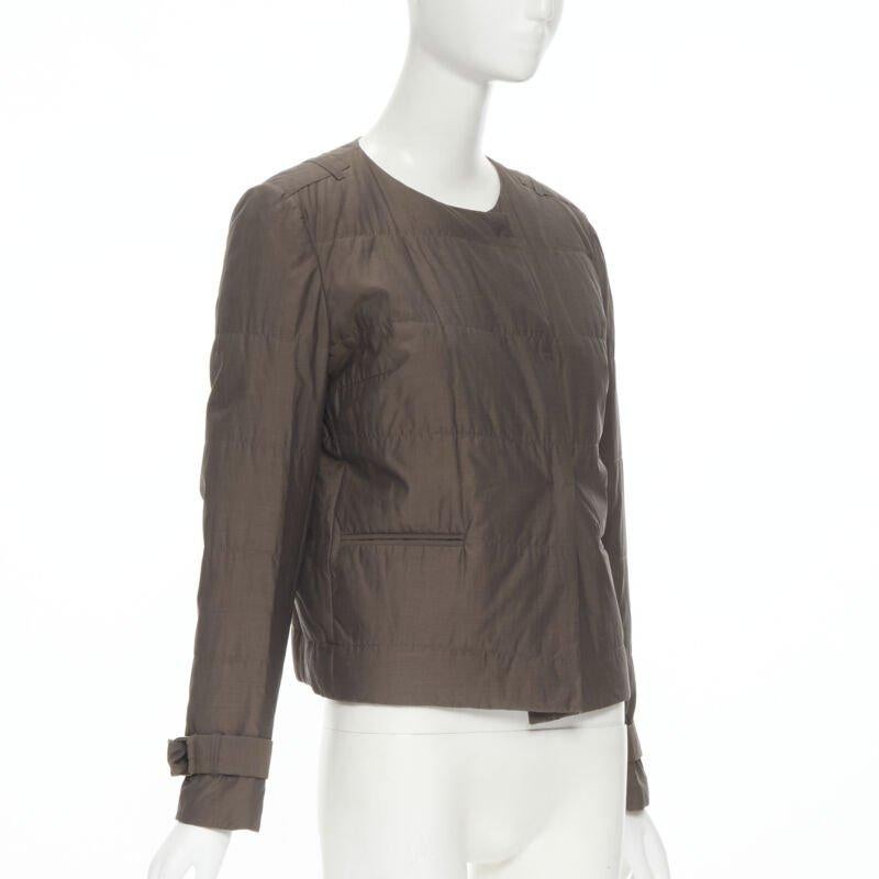 Brunello Cucinelli marrone in cotone misto seta con cintura e polsino imbottito IT42 M In condizioni ottime in vendita a Hong Kong, NT