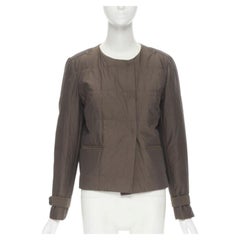 BRUNELLO CUCINELLI brown cotton silk blend belted cuffed padded jacket IT42 M