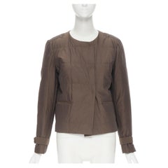 Brunello Cucinelli marrone in cotone misto seta con cintura e polsino imbottito IT42 M