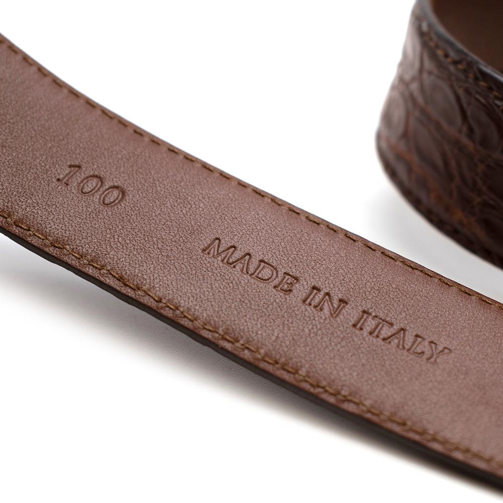 Brunello Cucinelli Brown Crocodile Leather Belt In Good Condition In London, GB