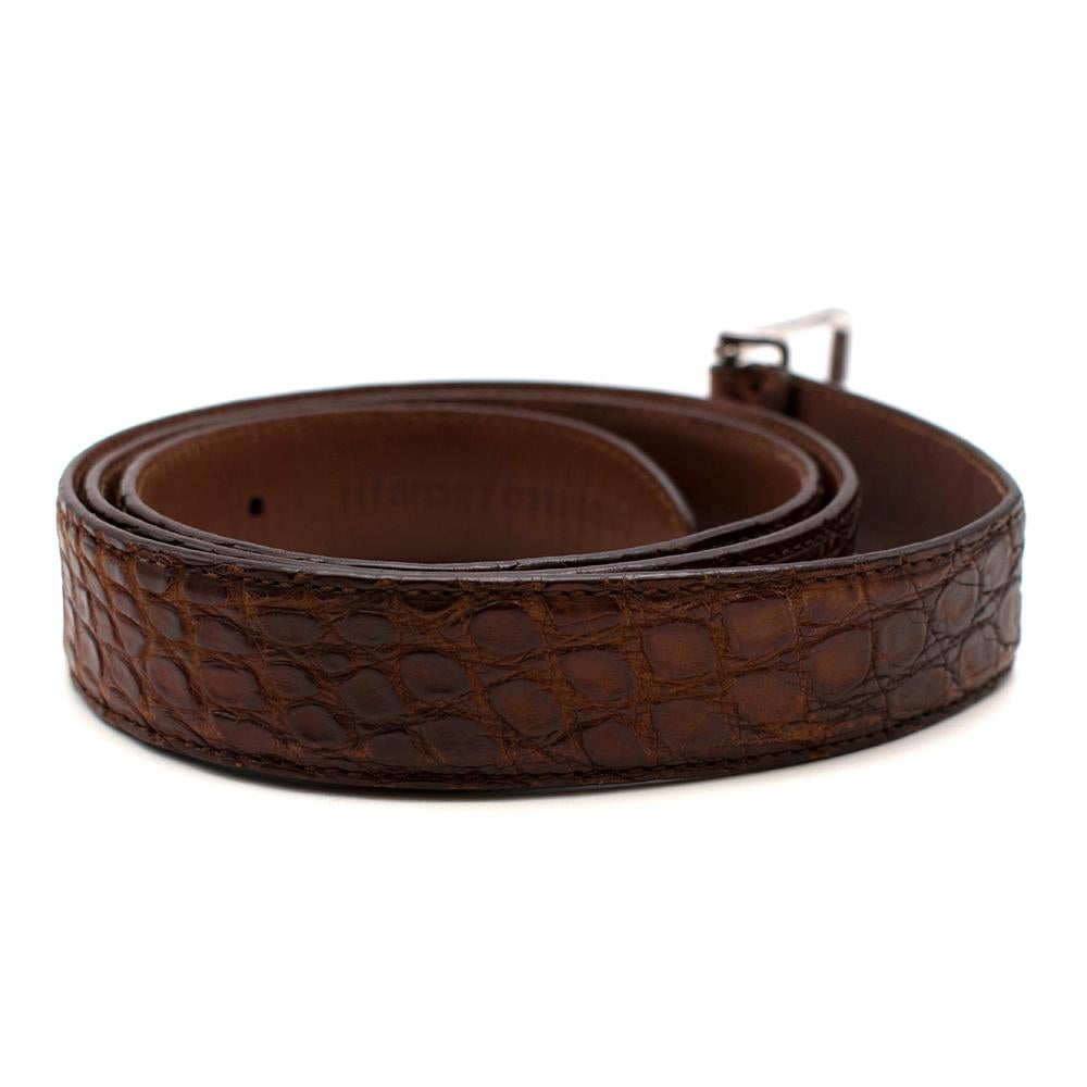 Brunello Cucinelli Brown Crocodile Leather Belt  2