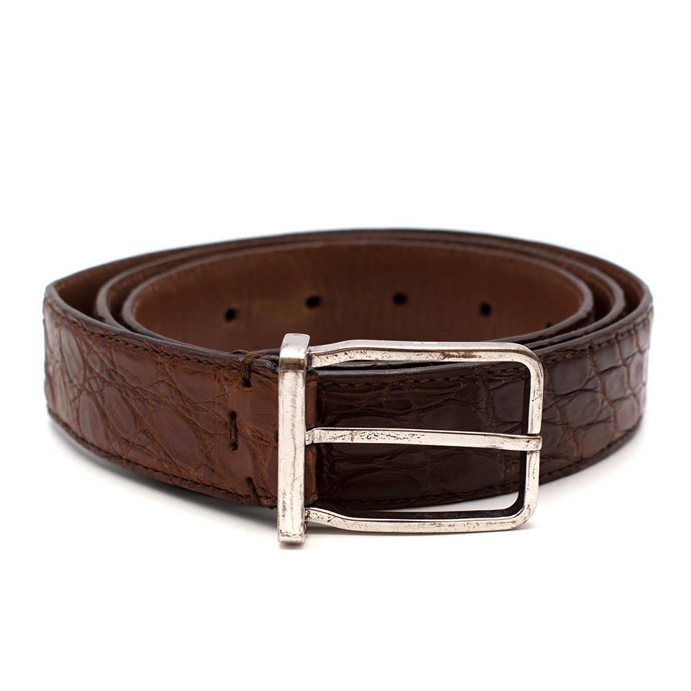 Brunello Cucinelli Brown Crocodile Leather Belt 3