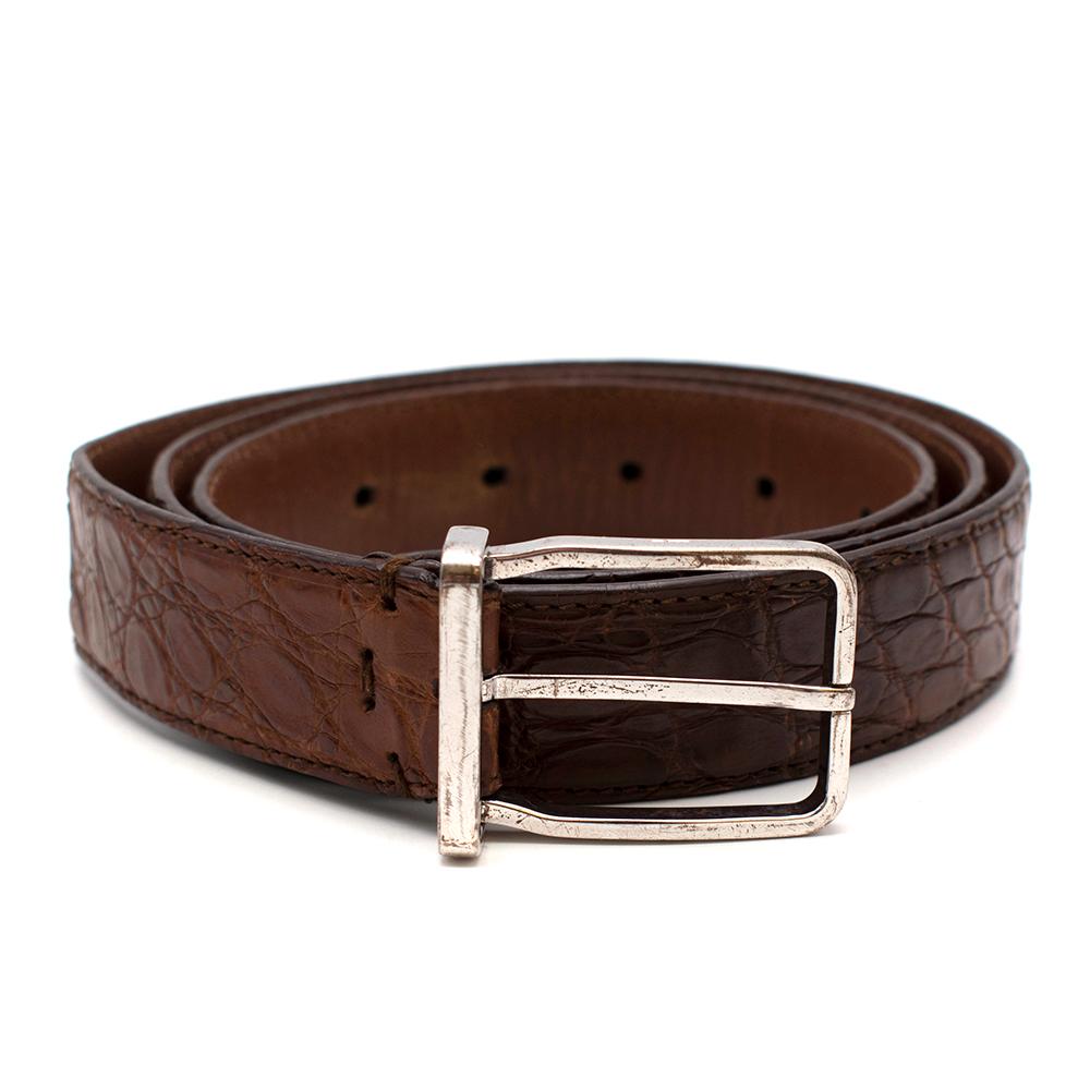 Brunello Cucinelli Brown Crocodile Leather Belt  3